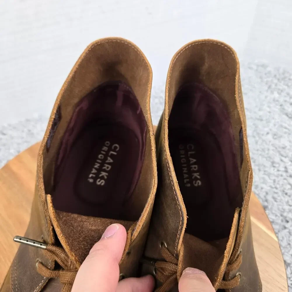 Clarks Mens 13M Original Desert Brown Leather Distressed Crepe Sole Chukka Boot